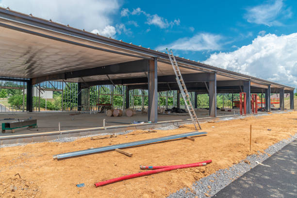 Livestock facility under construction with frame exposed