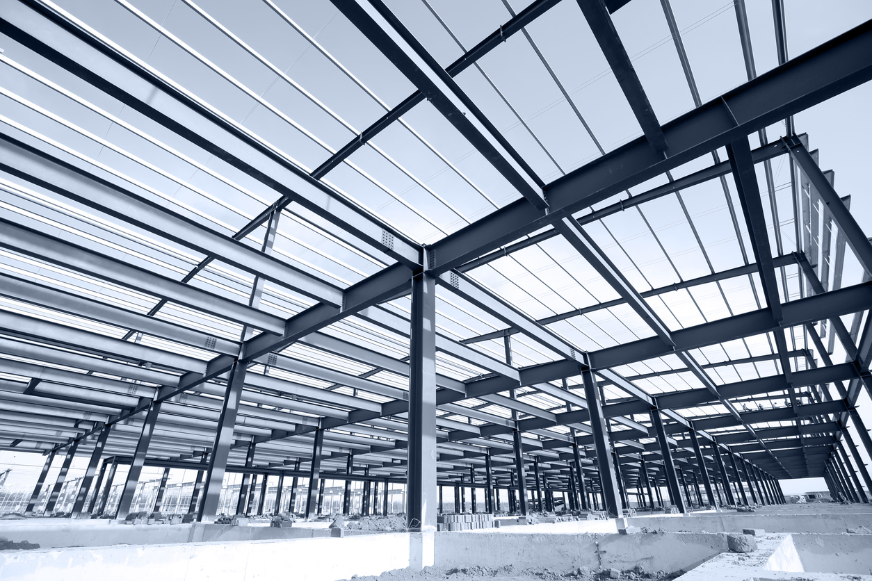 Steel framework showcasing the structure of a commercial building in progress