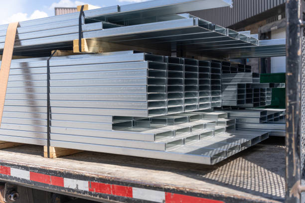 Close-up of high-quality, climate-resilient steel materials for construction