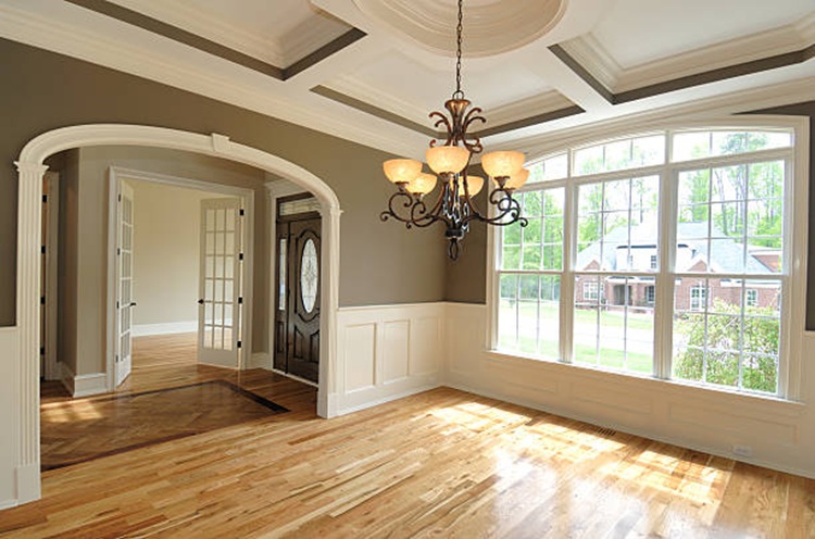 Elegant living room with newly added architectural details