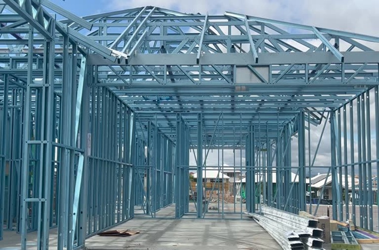 Interior steel framing for building with construction materials
