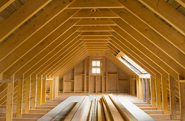 Wood framing in attic during room conversion build